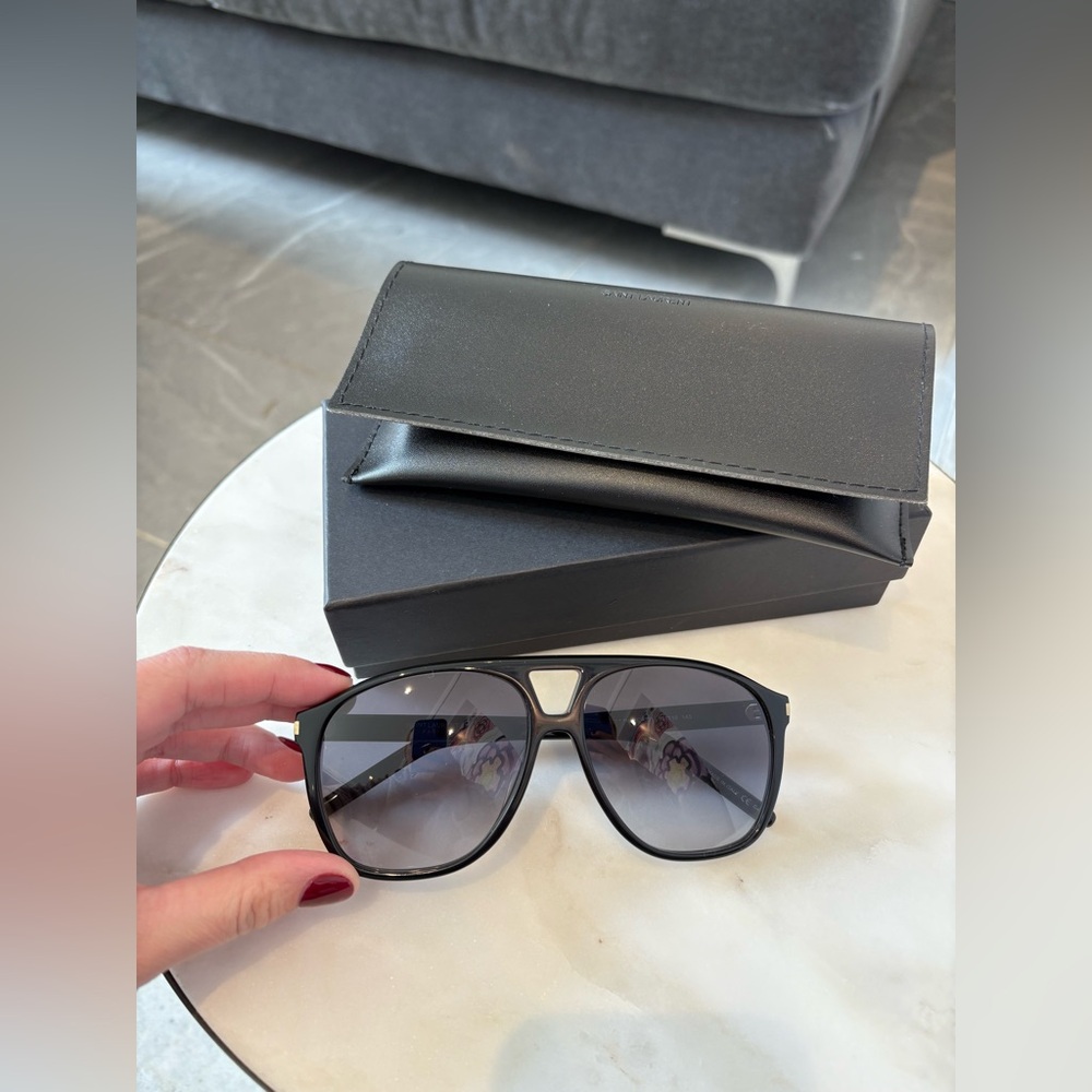 Saint Laurent Eyewear Aviator Sunglasses Unisex SL 596 Dune Acetate in Black - Picture 5 of 16